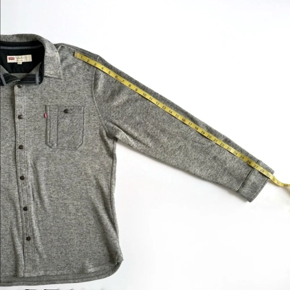 Levis Fleece Lined Button Up Shirt Mens XL Gray Black Shacket Workwear Western